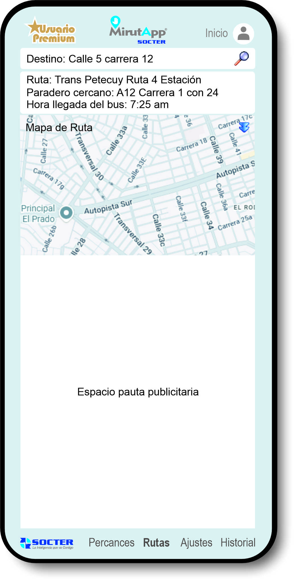 Pantalla Ruta